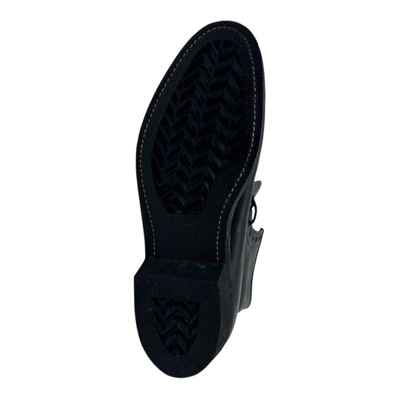 Addison Shoe Co. Black Leather Combat Boots Size 8.5 X-Wide Military Lace-Up Vtg - Picture 2 of 15